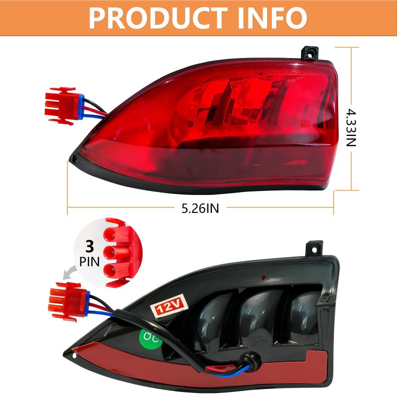 Drive-up Golf Cart LED Taillight for Club Car Precedent 2004-Up and Tempo 2018-Up Models Replacements 12V 3 Wires Rear Light Kit - Image 2